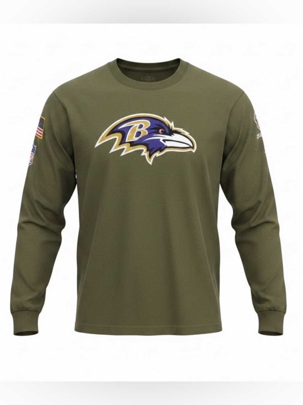 Nike Baltimore Ravens “Salute to Service” Long-Sleeve T-Shirt. Olive. X-Large